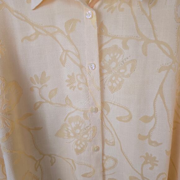 Alfred Dunner Yellow Burnout Sheer Sparkly Butterfly Cottage Core Shirt  24W - Picture 5 of 12
